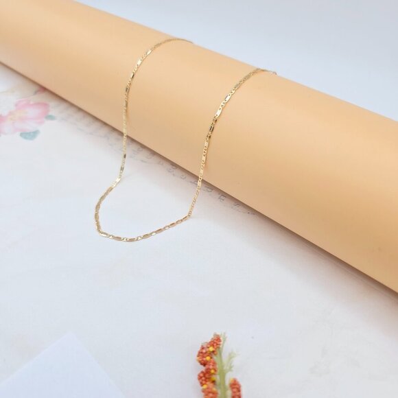 Rose Gold Dainty Box Link Chain Necklace – 45cm / 17.7 Inch Shine, XPNL0023 - Picture 6 of 12